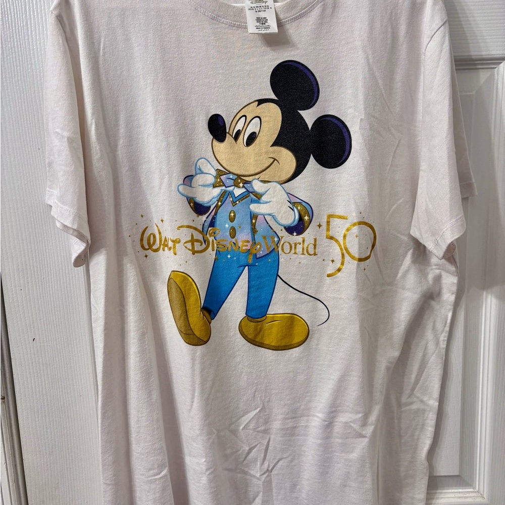 Walt Disney World 50th Anniversary Mickey Mouse T-Shirt, Sz XL, White
